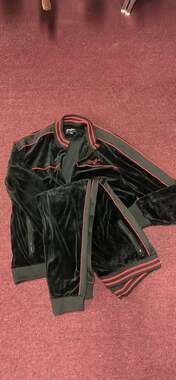 Sean John Velour Track Jacket Black & Red Mens 2XL